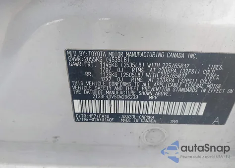2012 Toyota Rav4 z USA, uszkodzony, nr VIN 2T3BF4DV5CW206239
